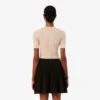 Jersey de mujer de punto acanalado de lana merino de manga corta