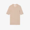 Jersey de mujer de punto acanalado de lana merino de manga corta