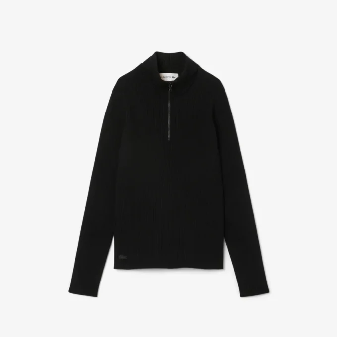 Jersey de punto acanalado 3D de cuello alto para mujer