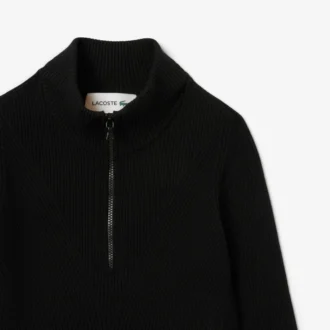 Jersey de punto acanalado 3D de cuello alto para mujer