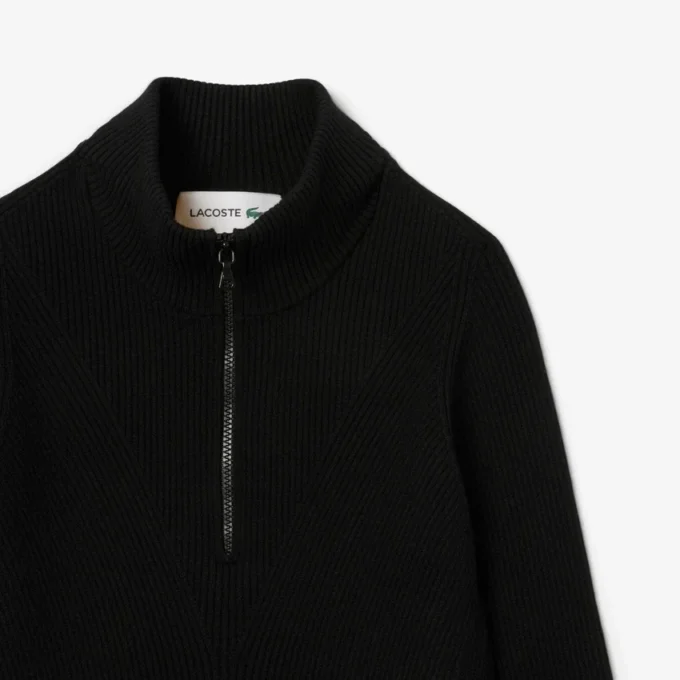 Jersey de punto acanalado 3D de cuello alto para mujer