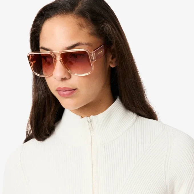 Jersey de punto acanalado 3D de cuello alto para mujer