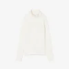 Jersey de punto acanalado 3D de cuello alto para mujer