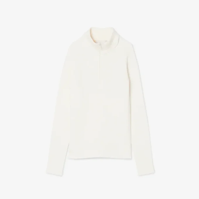 Jersey de punto acanalado 3D de cuello alto para mujer