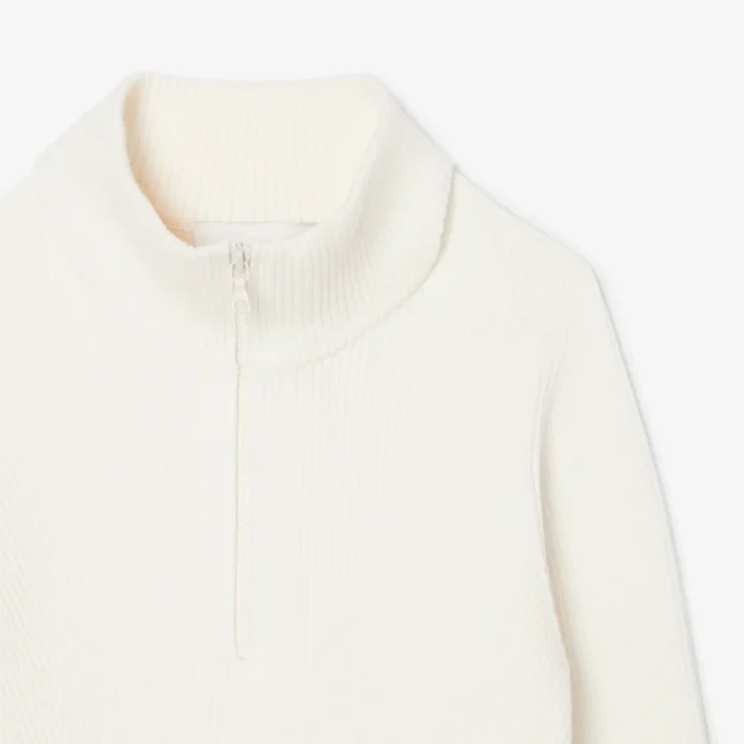 Jersey de punto acanalado 3D de cuello alto para mujer