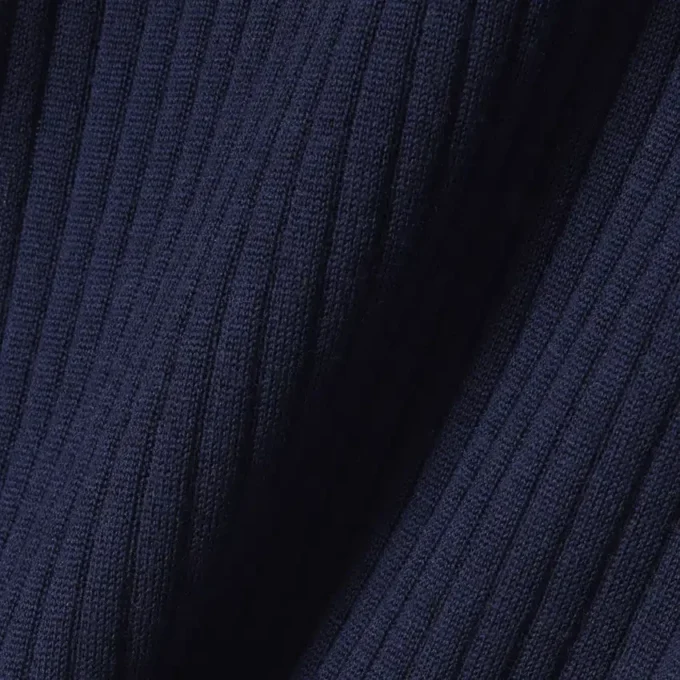 Jersey de punto acanalado de lana merina de manga corta para mujer