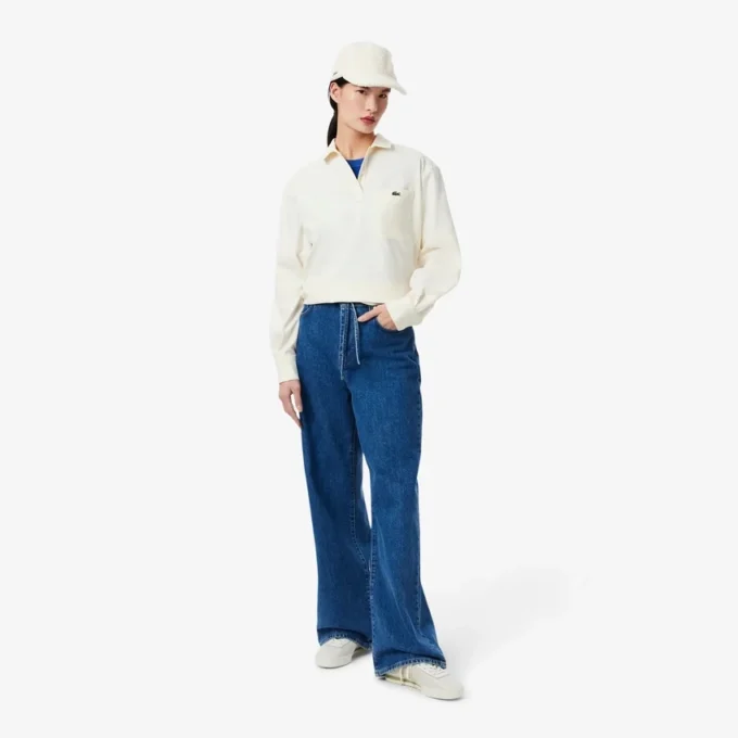 Jersey de punto acanalado de manga corta para mujer