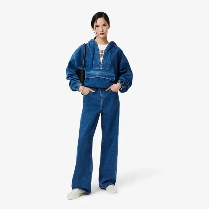 Jersey de punto acanalado de manga corta para mujer