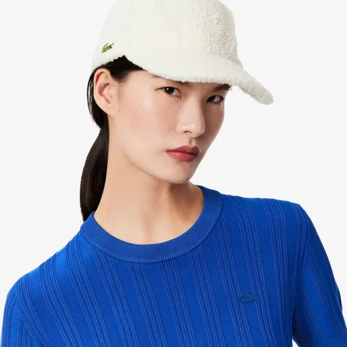 Jersey de punto acanalado de manga corta para mujer