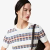 Jersey de punto acanalado de manga corta para mujer