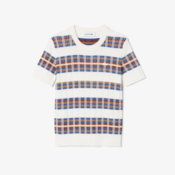 Jersey de punto acanalado de manga corta para mujer