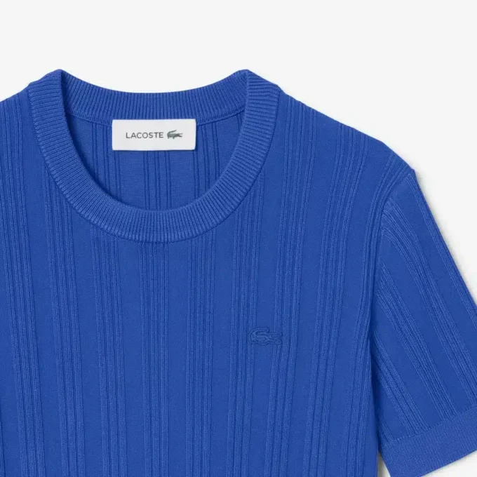 Jersey de punto acanalado de manga corta para mujer