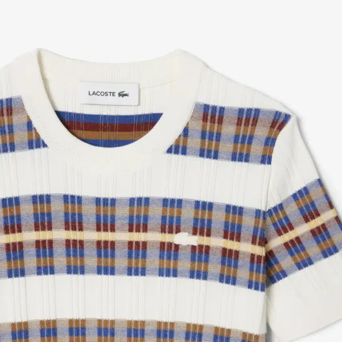 Jersey de punto acanalado de manga corta para mujer
