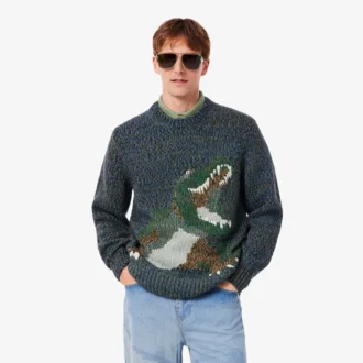 Jersey de punto con cocodrilo en intarsia para hombre