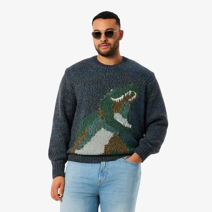 Jersey de punto con cocodrilo en intarsia para hombre