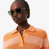 Jersey de punto de malla a rayas con cuello polo