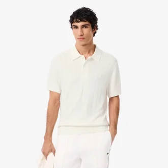 Jersey de punto elástico con cuello polo para hombre