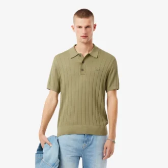 Jersey de punto elástico con cuello polo para hombre