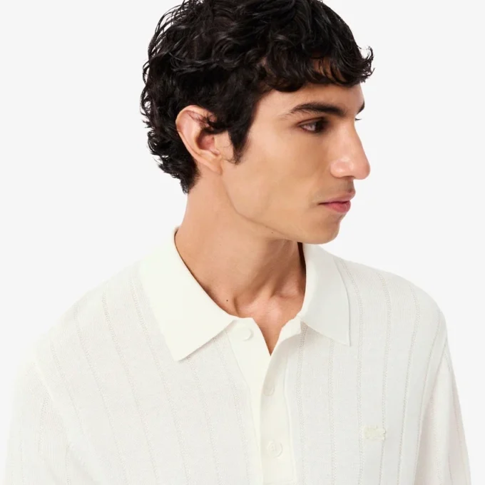 Jersey de punto elástico con cuello polo para hombre