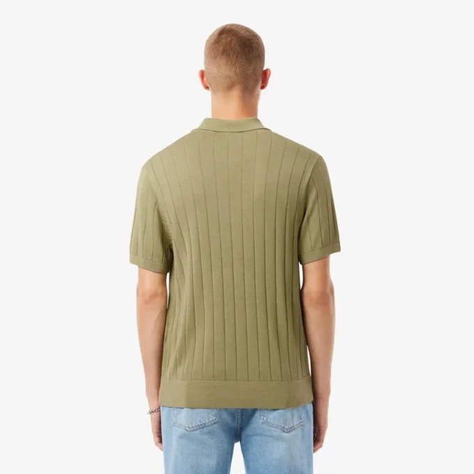 Jersey de punto elástico con cuello polo para hombre