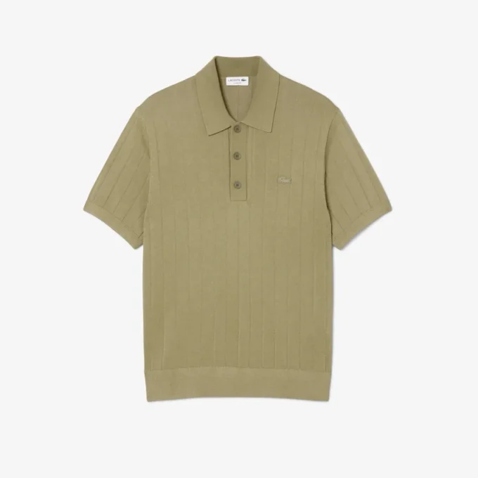 Jersey de punto elástico con cuello polo para hombre