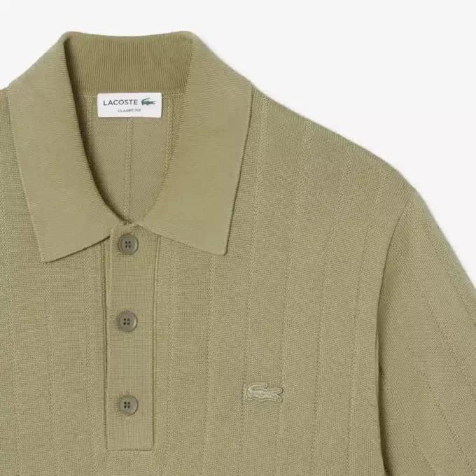 Jersey de punto elástico con cuello polo para hombre