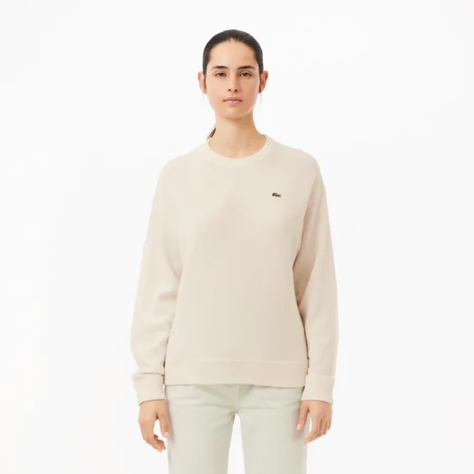 Jersey de punto musgo de lana de corte holgado para mujer