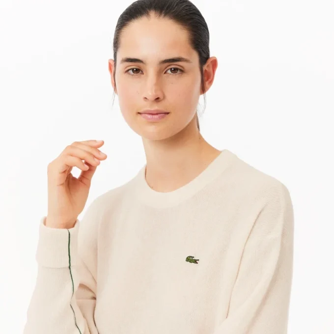 Jersey de punto musgo de lana de corte holgado para mujer