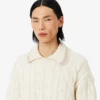 Jersey de punto trenzado con cuello polo de lana de pasarela
