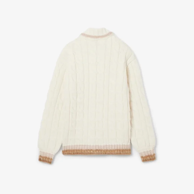 Jersey de punto trenzado con cuello polo de lana de pasarela