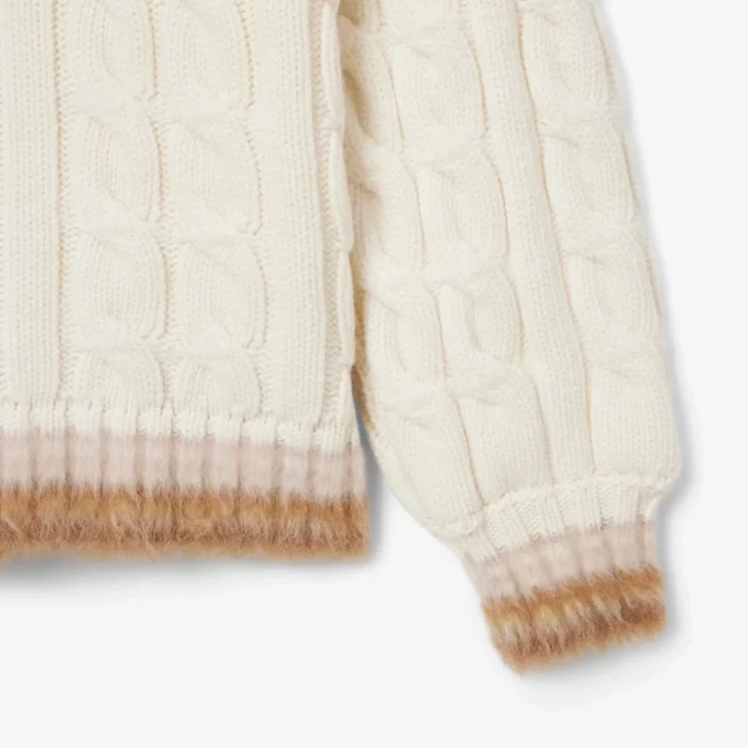 Jersey de punto trenzado con cuello polo de lana de pasarela