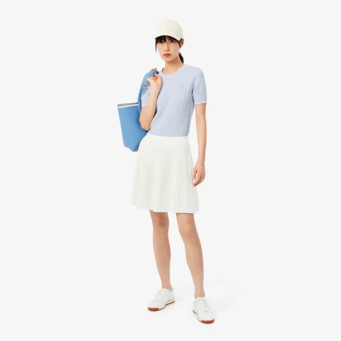 Jersey de punto trenzado de manga corta