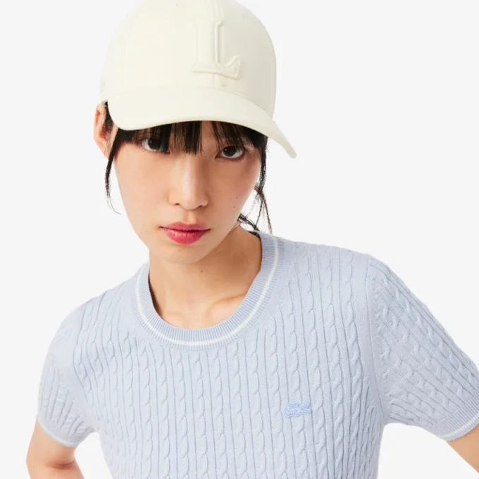 Jersey de punto trenzado de manga corta