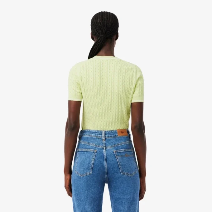 Jersey de punto trenzado de manga corta