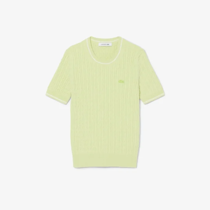 Jersey de punto trenzado de manga corta