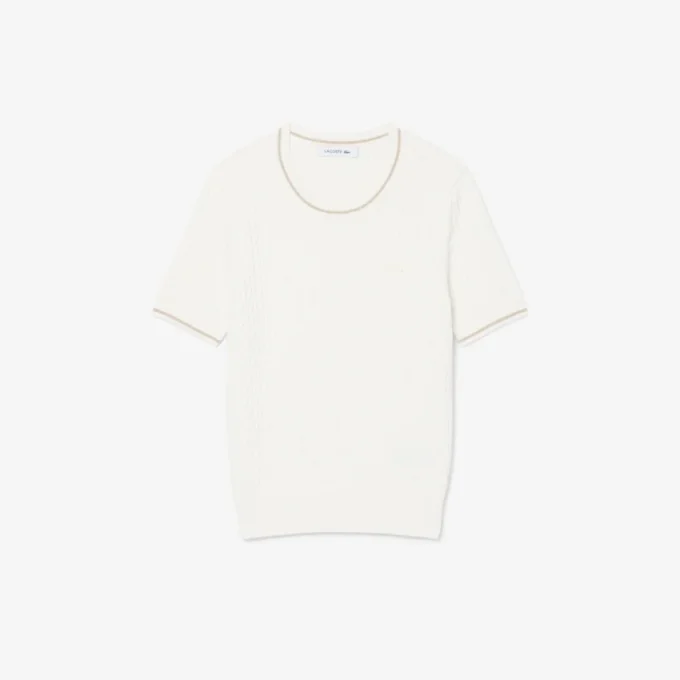 Jersey de punto trenzado de manga corta