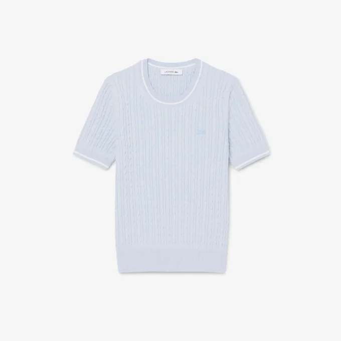 Jersey de punto trenzado de manga corta