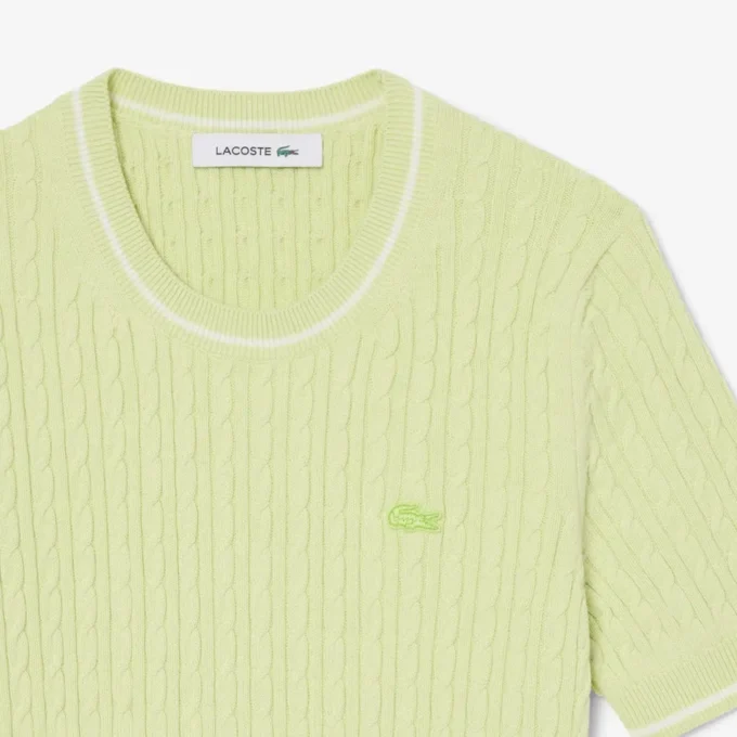 Jersey de punto trenzado de manga corta