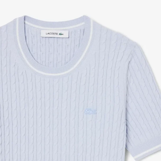 Jersey de punto trenzado de manga corta