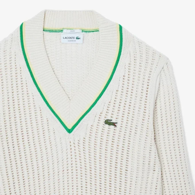 Jersey de tenis unisex de cuello en V a rayas
