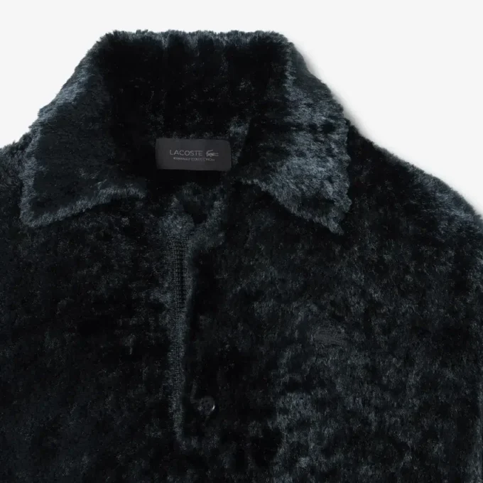Jersey de terciopelo con cuello polo de pasarela