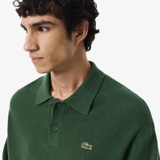 Jersey polo de lana de corte holgado para hombre