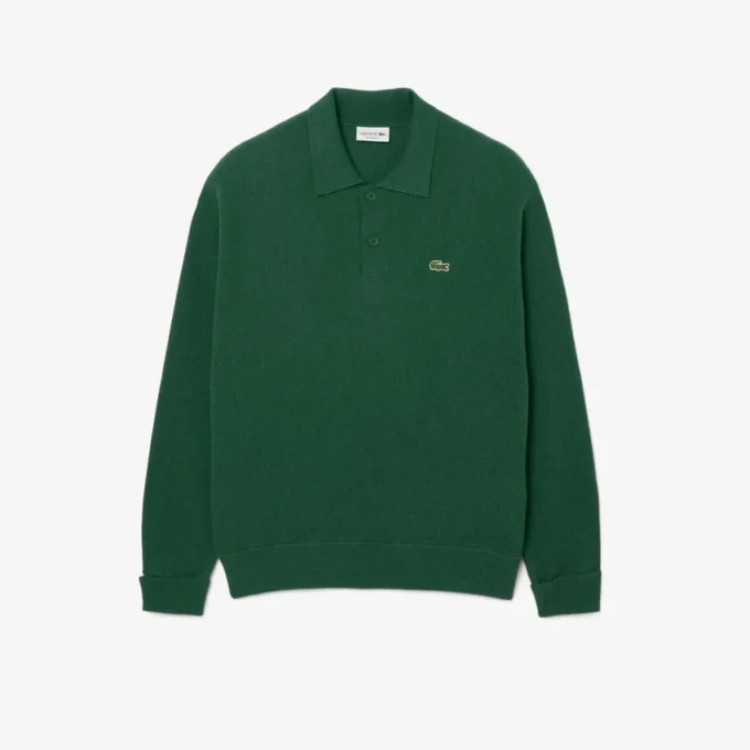 Jersey polo de lana de corte holgado para hombre