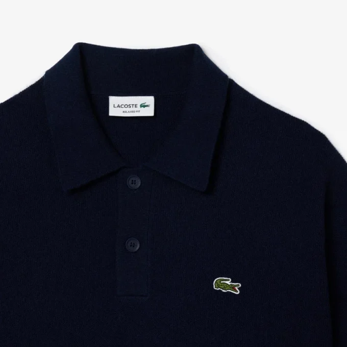 Jersey polo de lana de corte holgado para hombre