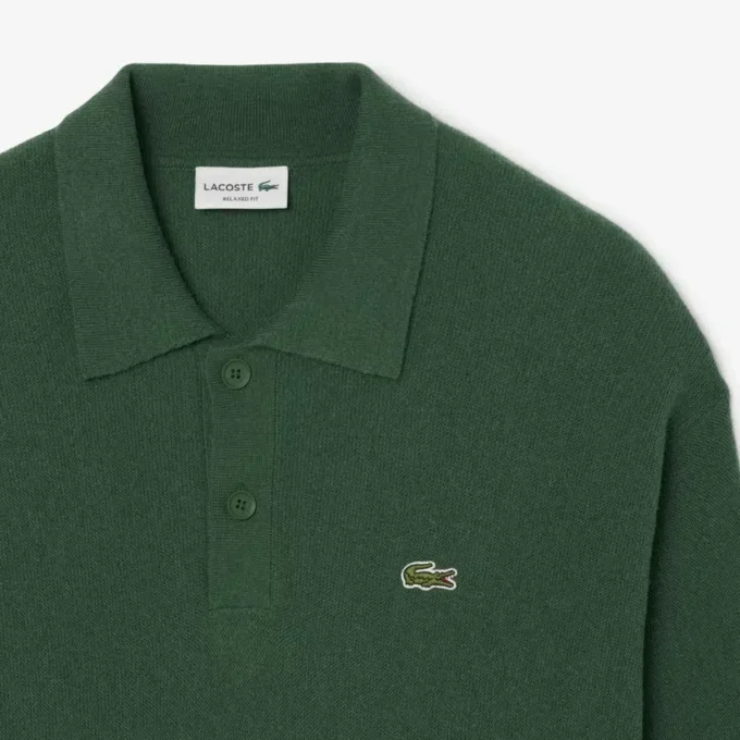 Jersey polo de lana de corte holgado para hombre