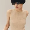 Jersey sin mangas de punto 3D de lana merina