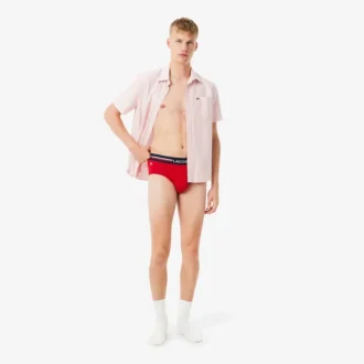 Pack de 3 slips de algodón con logotipo en la cintura para hombre