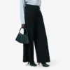 Pantalones anchos de mezcla de lana de pasarela