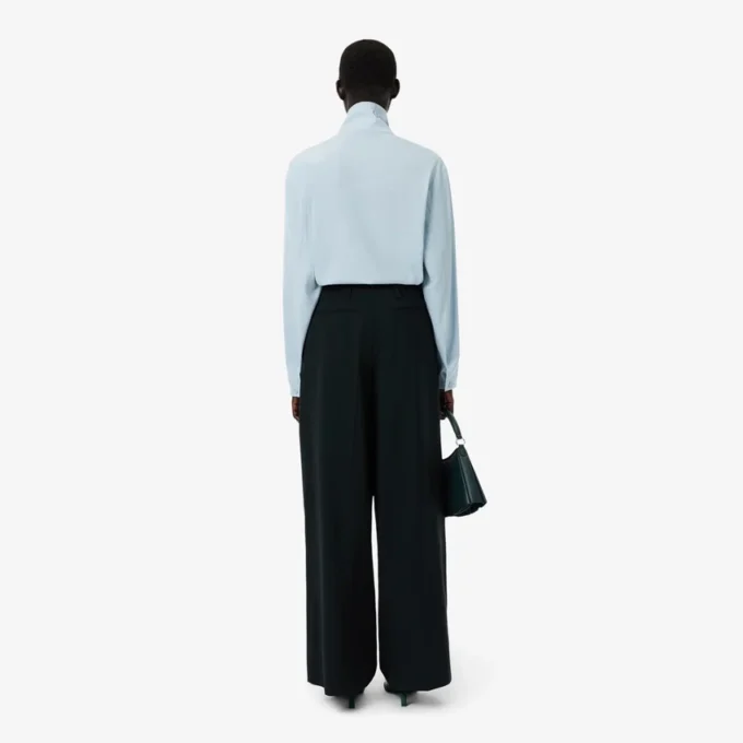 Pantalones anchos de mezcla de lana de pasarela