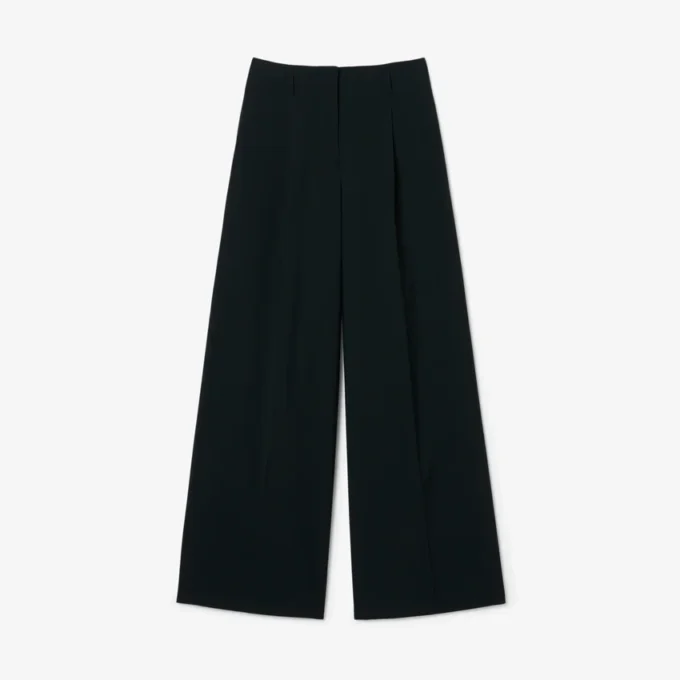 Pantalones anchos de mezcla de lana de pasarela